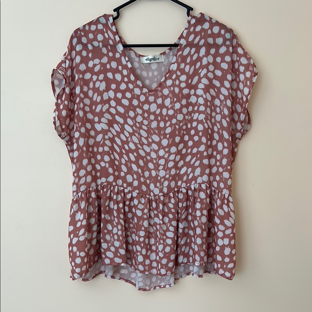 Pink Flutter Sleeve Smocked Peplum Blouse